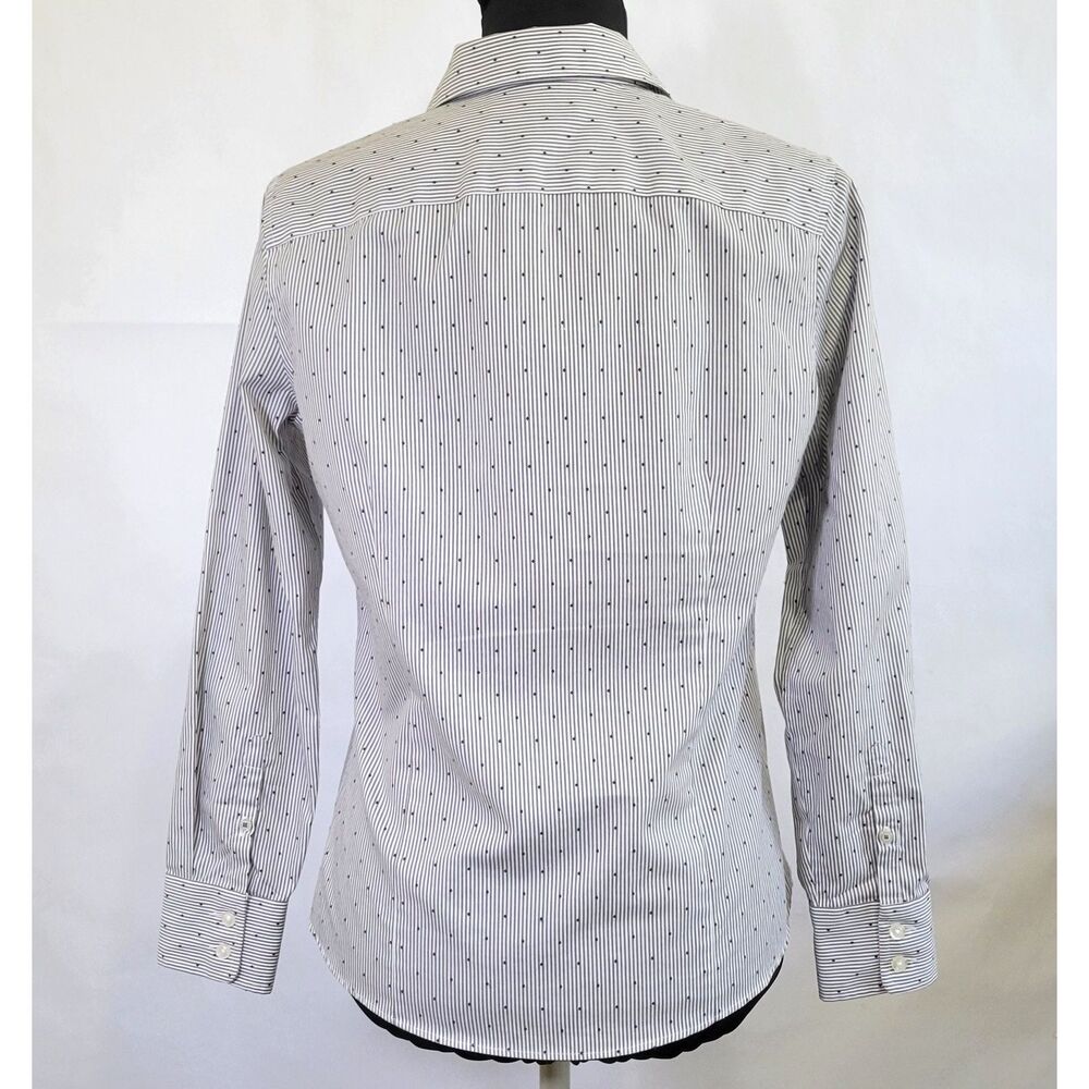 Lands End No Iron Supima long sleeved dress shirt gray pin stripe size 4P - Picture 3 of 8